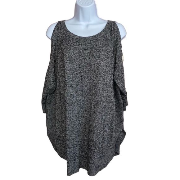 Express gray cold shoulder tunic top sweater size medium - Picture 1 of 7
